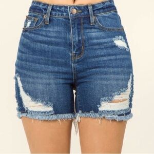 Distressed Denim Jean Shorts